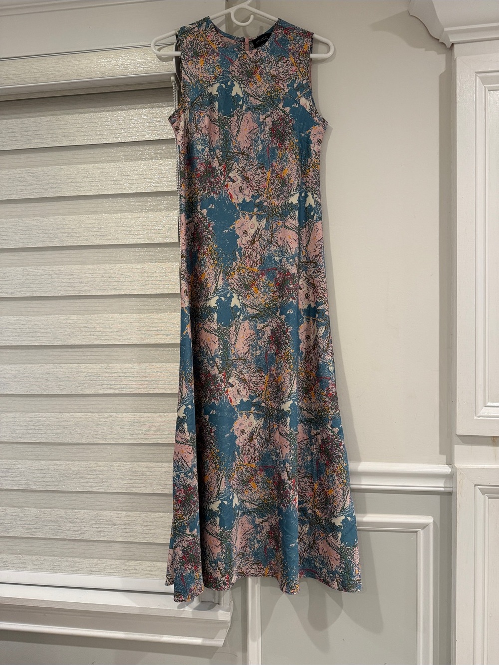 Blue Slip Dress with Colorful Accents